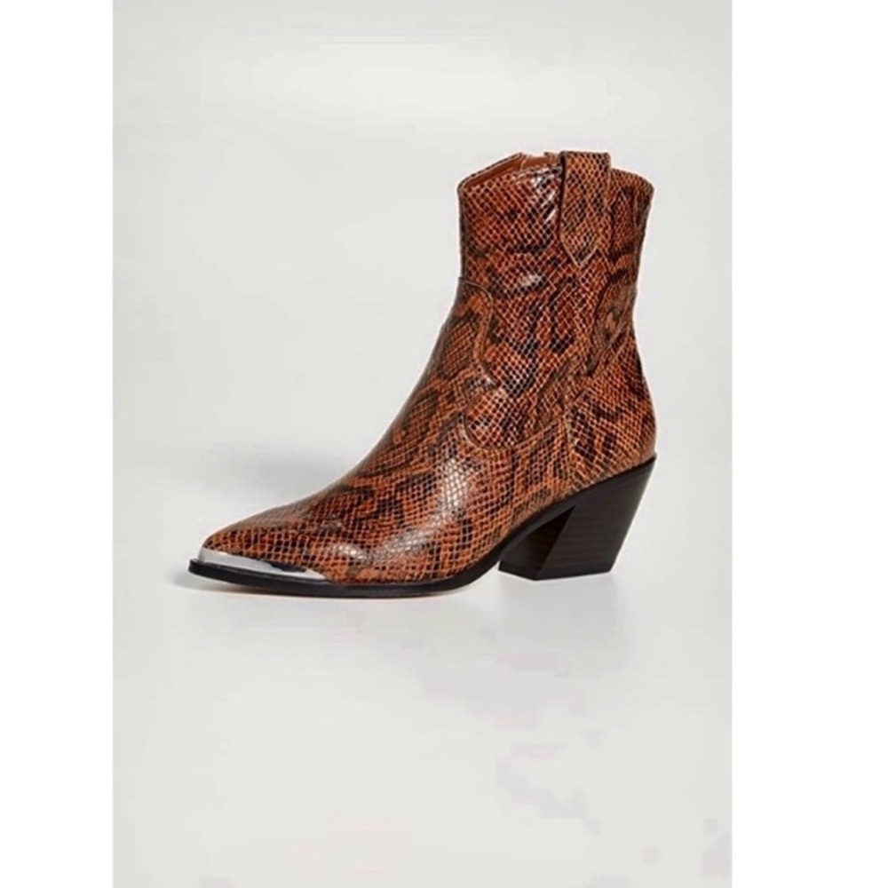 Villa Rouge Calfskin Leather Snake Print Boots- Size 8. - Picture 4 of 11